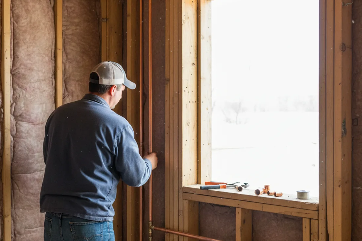 Licensed plumber running new copper supply lines in a Lebanon home